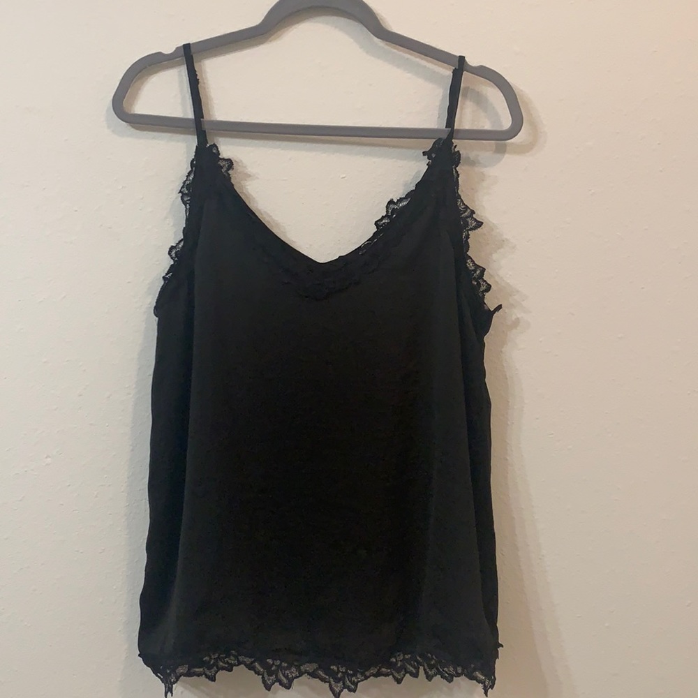 Black Cami with Lace Trim